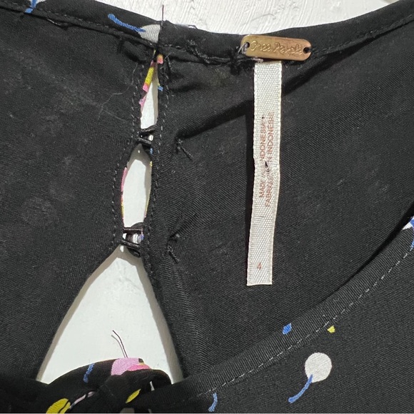 $128 FREE PEOPLE BLACK PRINTED LONG SLEEVE CORYN MINI DRESS Sz 4  :W07: - Picture 10 of 14